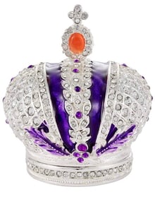 FABERGE Enameled & Jeweled Coronation Crown Trinket Box