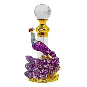 Unique Design Jeweled and Enameled Peacock Perfume Bottle