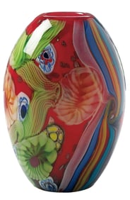 Gorgeous MURANO Heavy Art Glass Vase with Stunning Colors