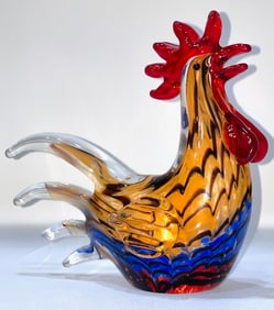Heavy Multi-Colored MURANO Art Glass ROOSTER
