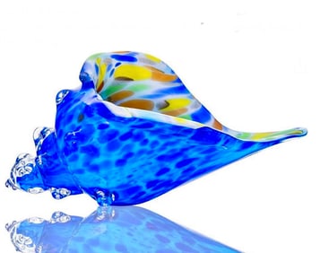 Gorgeous MURANO Art Glass Multi Color Conch Seashell