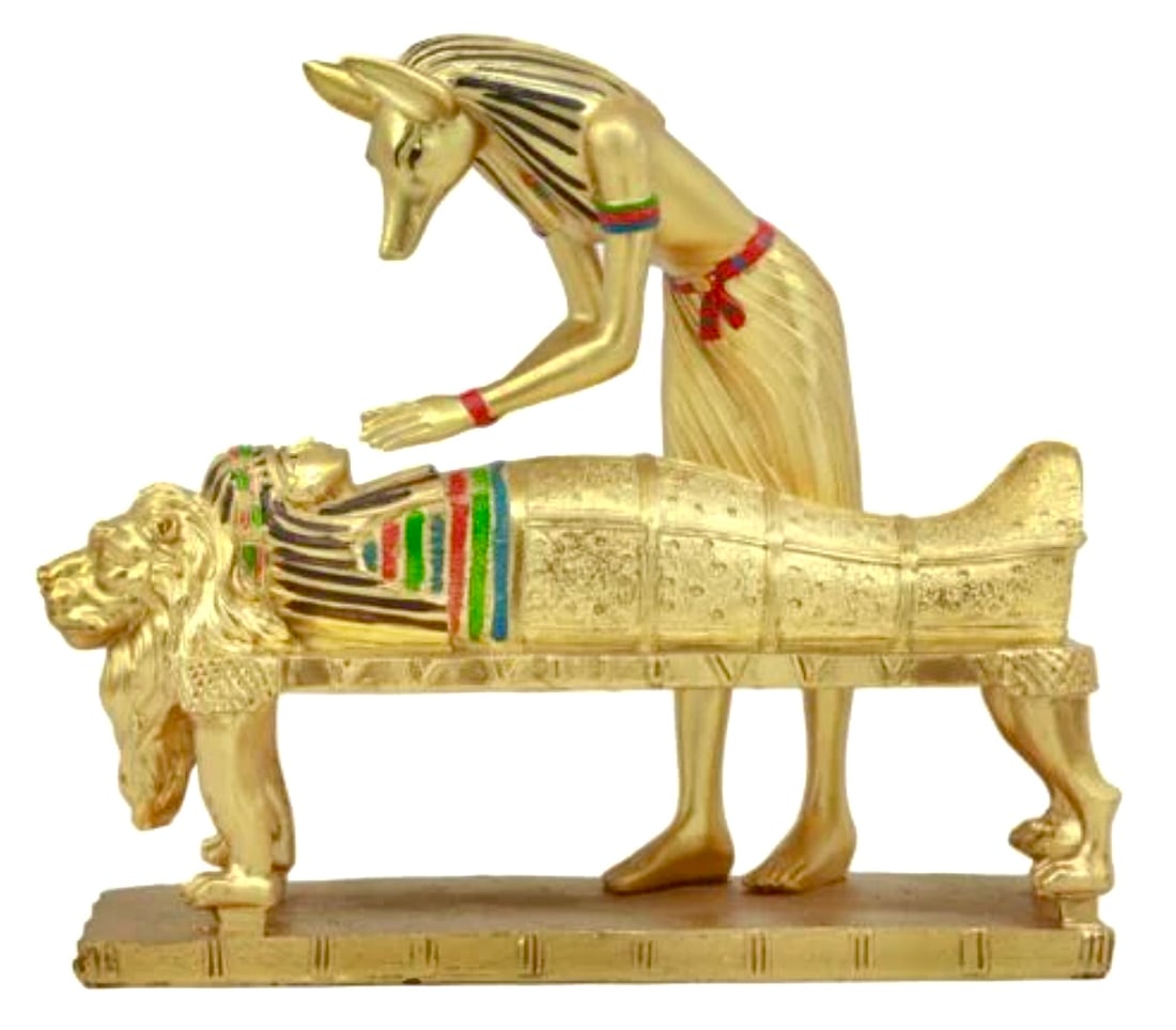 Egyptian God Of The Dead Golden Anubis Embalming Pharaoh Mummy Statue (1 of 5)