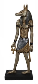 Egyptian God Of The Dead Anubis Holding Ankh Figurine