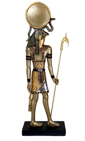 Egyptian God of The Sky and Sun Horus Ra With Uraeus Cobra Statue