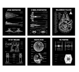Lot of 6 STAR WARS Art 8 x 10 Blueprints