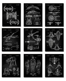 Lot of 9 STAR WARS 8 x 10 Patent Prints