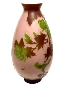 Gorgeous Signed GALLE Carved Cameo 16 Inch Tall Art Glass Vase