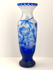 Stunning Signed GALLE Carved Cameo Art Glass Vase