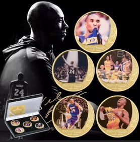 KOBE BRYANT Gold Clad Coin Collection with Box & COA