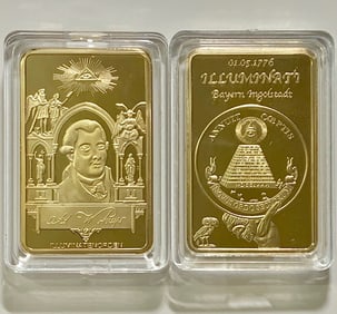 1oz Masonic-Freemason Seeing Eye .999 Gold Clad Bar