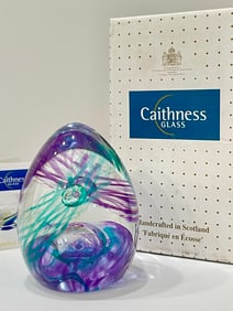 Etch Signed CAITHNESS Scotland Art Glass Paperweight