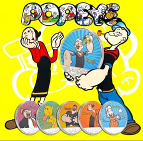 Lot of 6 POPEYE Colorized Clad Silver Collector Coins