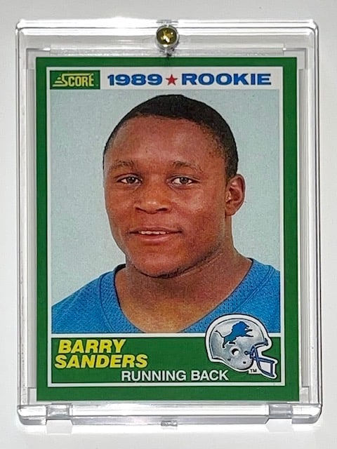 1989 Score BARRY SANDERS 1 st Rookie Football Card: Beautiful Condition – Multiple Photos Posted