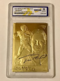 Signed TOM BRADY 23k Gold Sculptured Football Card