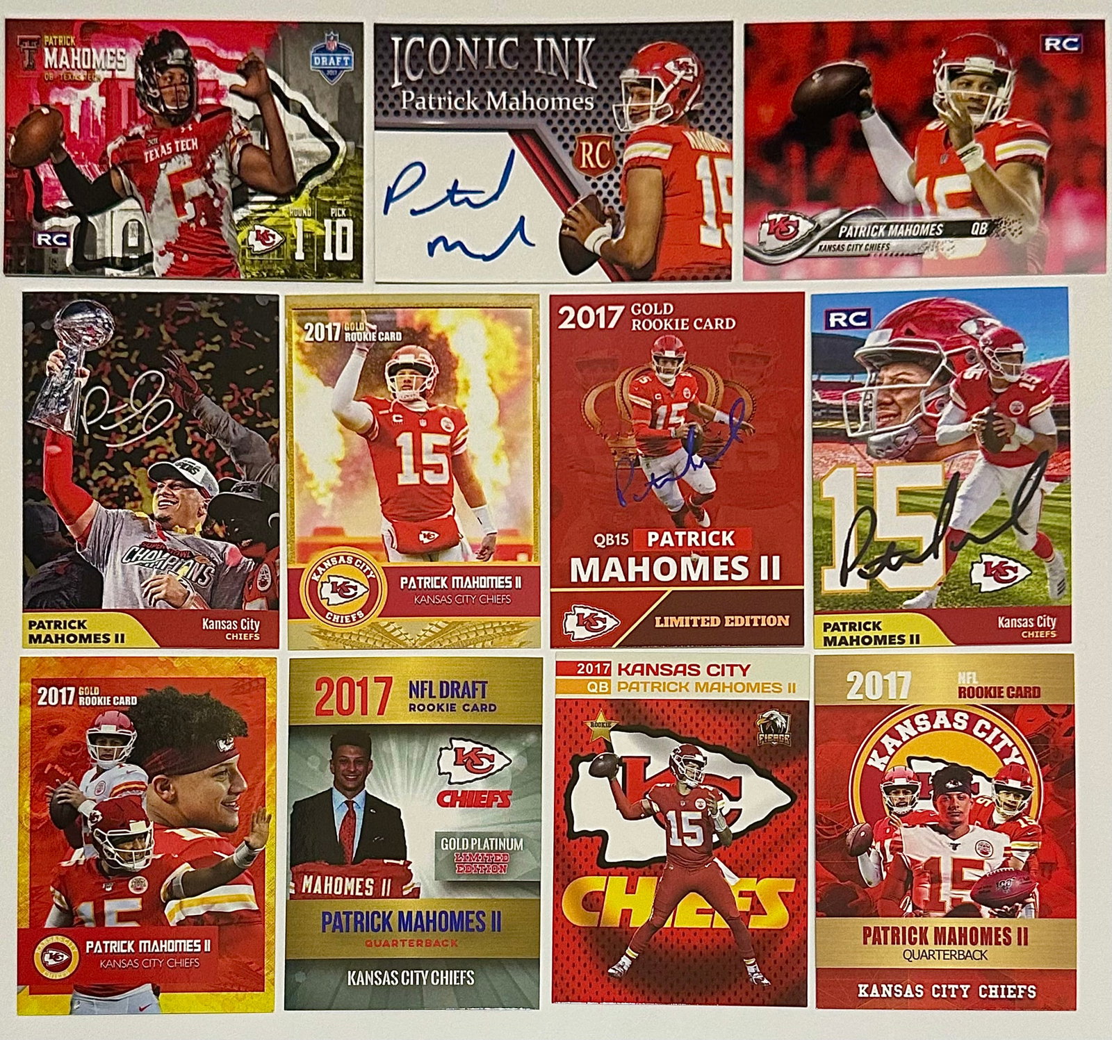 11 PATRICK MAHOMES Custom & Limited Edition Rookie Football Cards - A: GROUP A – Beautiful Condition - Multiple Photos Posted – PLEASE DO YOUR OWN RESEARCH ON THE MAKERS OF THESE CARDS TO MAKE SURE THIS IS WHAT YOU WANT WAND OR WHAT YOU ARE LOOKING FOR TO ADD TO YOUR