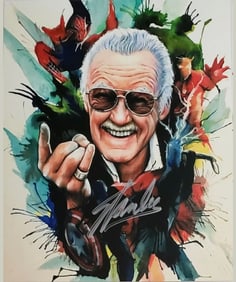 STAN LEE Marvel Comics Caricature 8 x 10 Facs Autographed Photo