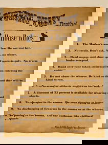 Old West PURRING PUSSY Whorehouse House Rules Notice