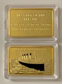 1oz Gold Layered Tragedy of the TITANIC Ingot Bar