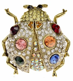 Beautiful Jeweled Costume Jewelry Ladybug Brooch