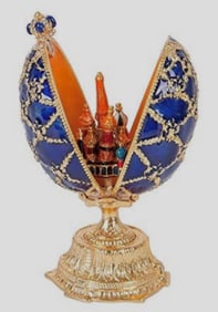 Gorgeous FABERGE Inspired Enameled & Studded Palatial Egg