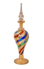 Stunning Multi-Colored Egyptian Blown Glass Perfume Bottle