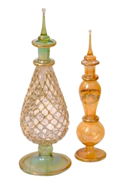 Lot of 2 Handmade Fine Egyptian Glass Perfume Bottles (1 of 1)