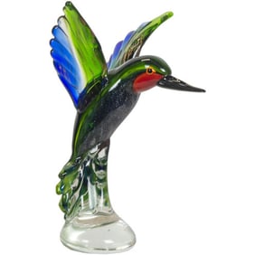 Gorgeous MURANO Art Glass Multi Color Hummingbird Figurine