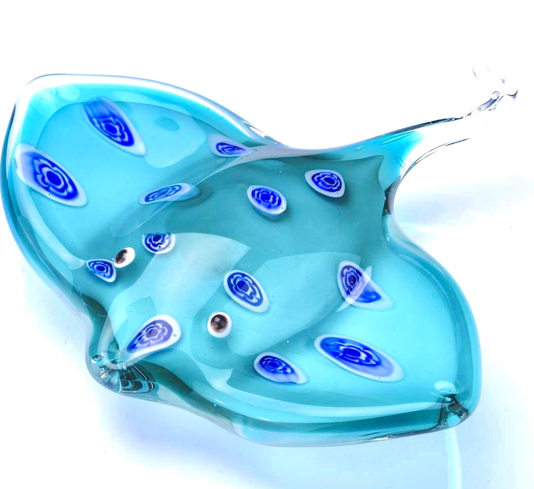 Awesome MURANO Art Glass Spotted Manta Ray: Beautiful Colors – Multiple Photos Posted