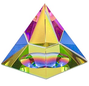 Iridescent Colored Crystal Prism Pyramid Paperweight