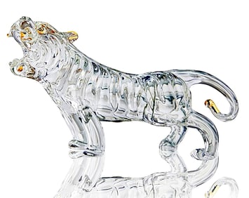 22kt Gold Enameled Hand Painted Austrian Crystal Bengal Tiger