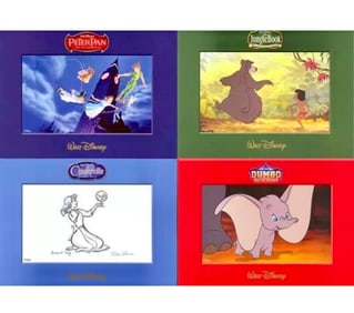 Lot of 4 Vintage Sealed WALT DISNEY Movie Lithographs