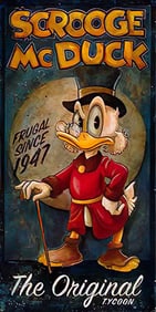Original DISNEY 1947 SCROOGE McDUCK Canvas Art 12 x 24