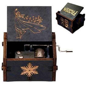 Disney FROZEN hand engraved wood crank Music Box