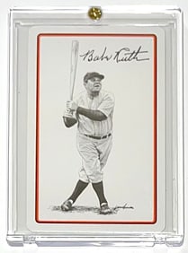 VTG Rare BABE RUTH Facs Signed Baseball Playing Card