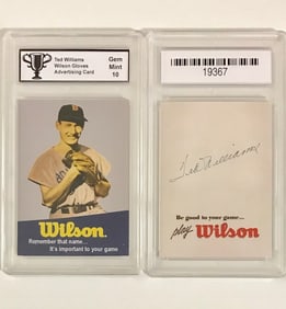 TED WILLIAMS Wilson Gloves Advertising Baseball Card