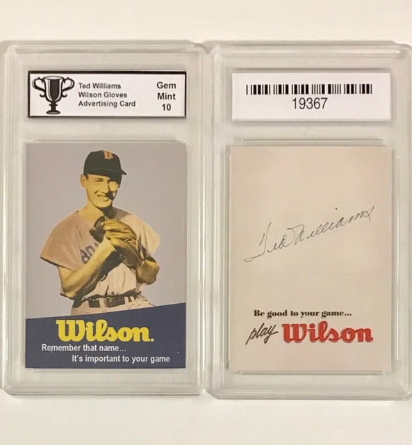TED WILLIAMS Wilson Gloves Advertising Baseball Card (1 of 1)