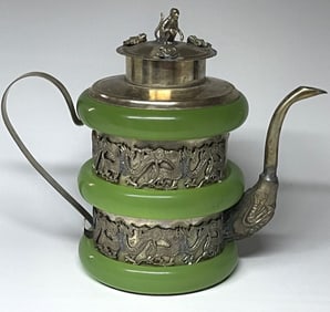 Old Handmade & Hallmarked Chinese Folk Art Dragons Teapot