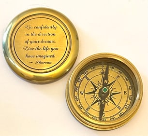 Ornate Brass Screw Top Nautical Maritime Compass