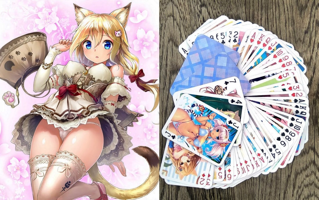 Rare Japanese Sexy Anime Risque Art Playing Cards Deck: This is a Rare Full Deck of Playing Cards that has never been played with / It depicts the art of Japanese Anime / Multiple Photos Posted