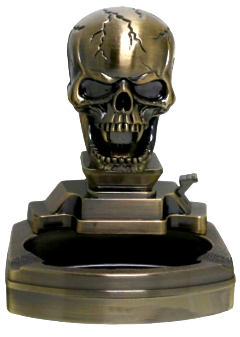 Working Tabletop 2 in 1 SKULL Lighter and Ashtray: Working but Never Used – Very Cool Piece – Multiple Photos Posted