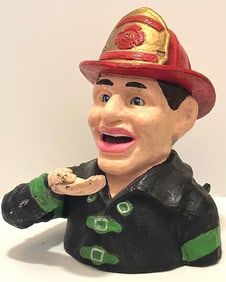 Dated 1915 John Harper and Co. Cast Iron FIREMAN Mechanical Coin Bank