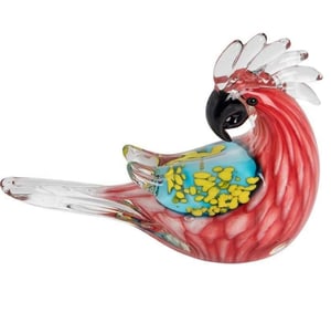 MURANO Art Glass Multi Colored Exotic Bird Sculpture