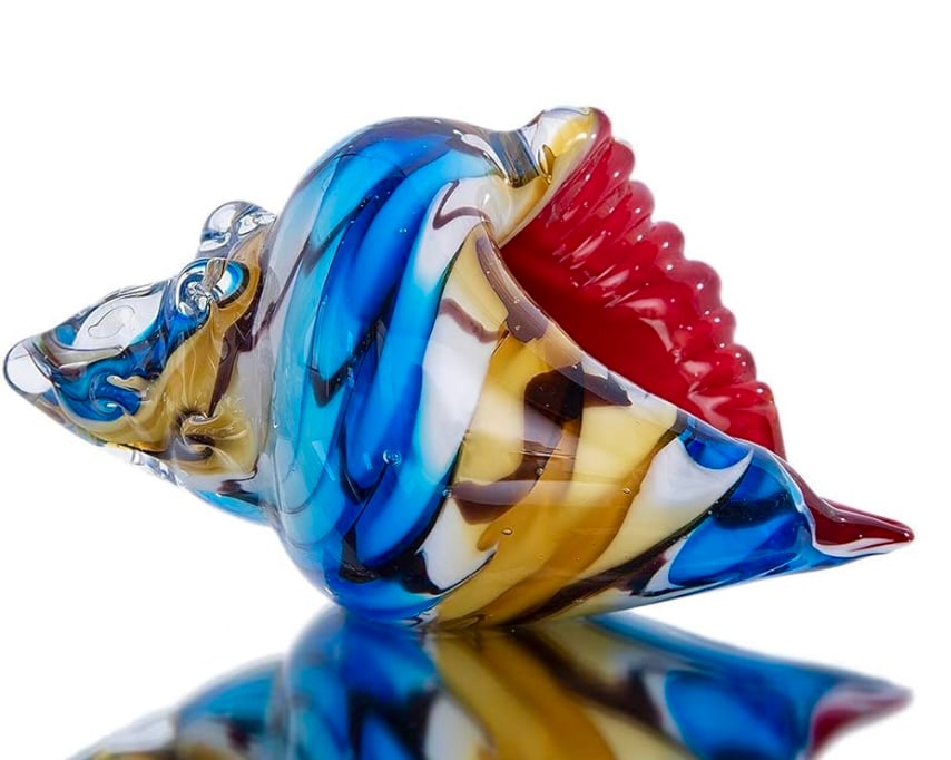 Stunning MURANO Art Glass Multi Color Conch Seashell (1 of 2)