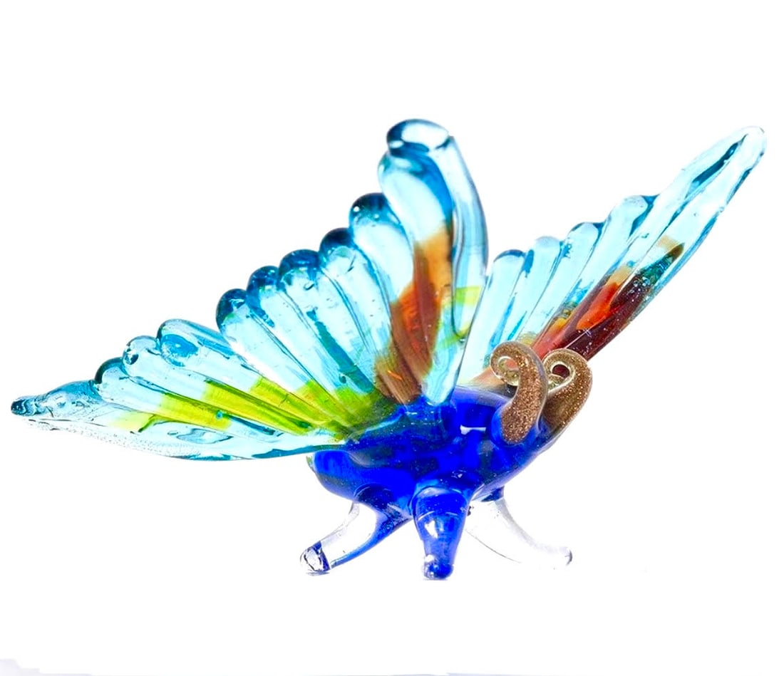 Gorgeous MURANO Blown Mini Art Glass Butterfly: Multiple Photos Posted