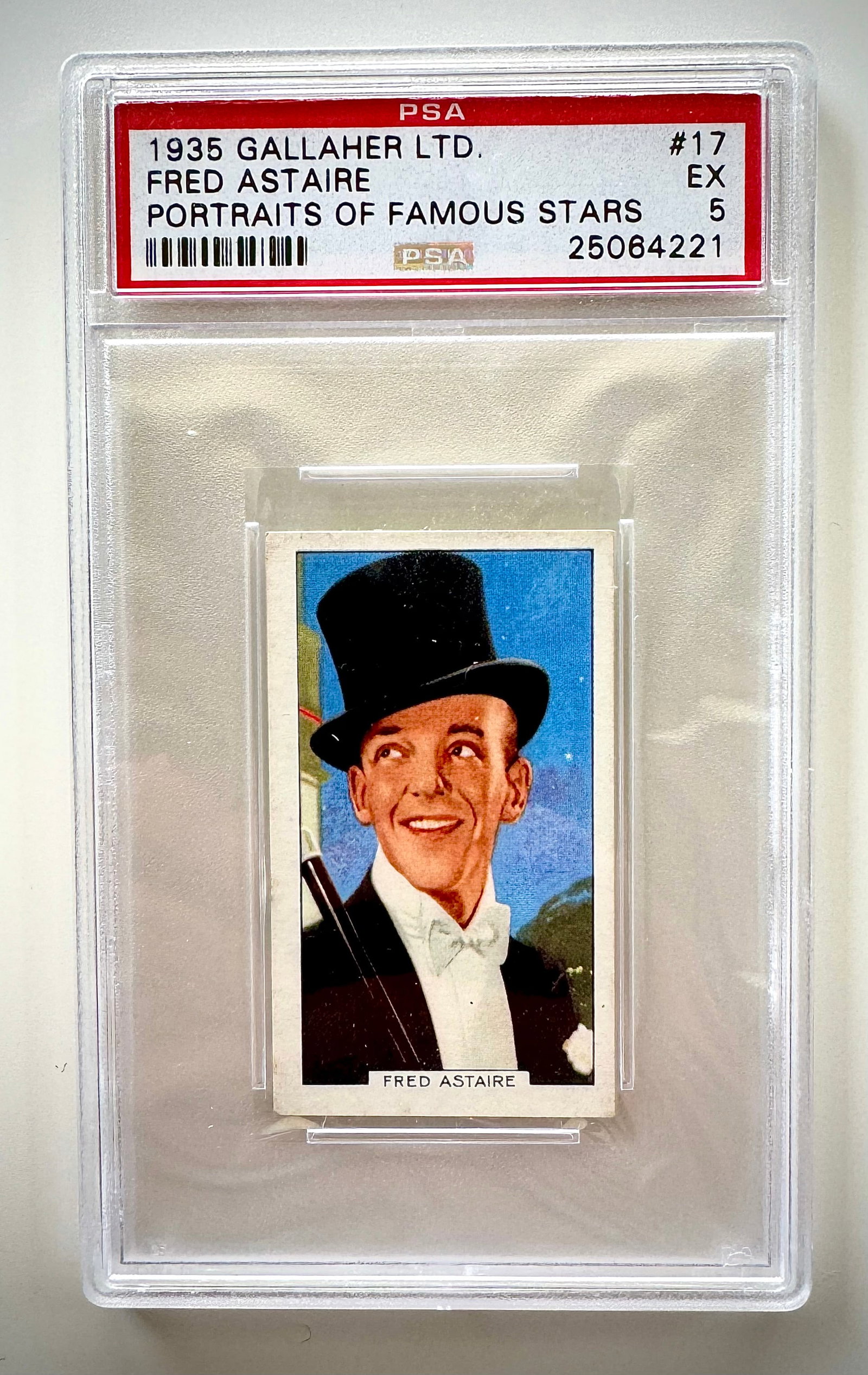 Extremely Rare 1935 Fred Astaire Tobacco Cigarette Card: Graded PSA 5 Excellent – 1935 GALLAHER Ltd. Company - Multiple Photos Posted