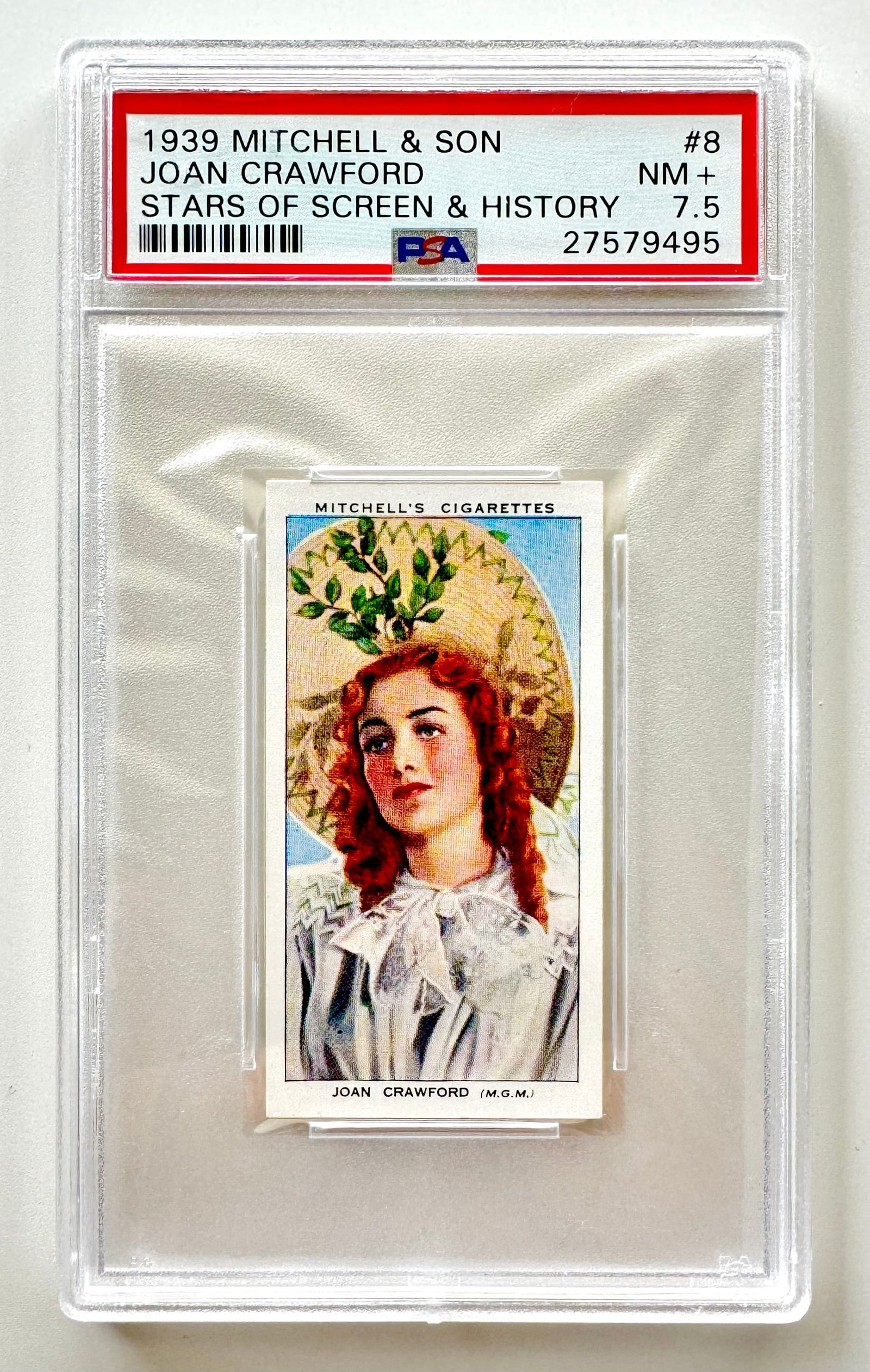 Extremely Rare 1939 JOAN CRAWFORD Tobacco Cigarette Card (1 of 2)