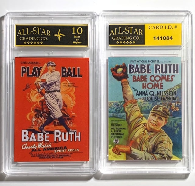 BABE RUTH Play Ball Movie Advertising Baseball Card: Gem Mint 10. PLEASE READ CAREFULLY. ALL Advertising Cards are Reproduction Promotional Cards and NOT Original Period Cards. We do NOT know when these were Issued or who issued them. We can only descri