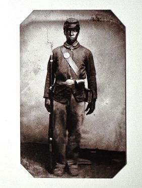 African American Civil War Armed Soldier Tin Type Photograph