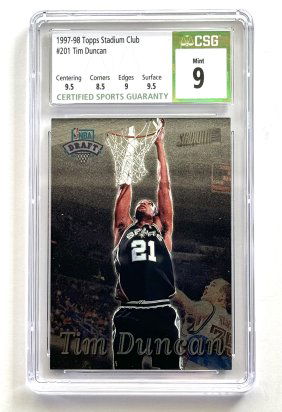 Graded Mint TIM DUNCAN 1997-98 Rookie Basketball Card