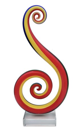 Spectacular Multi Colored MURANO Freeform Blown Art Glass Music Note Sculpture